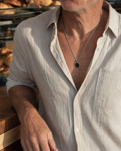 Onyx Pendant Necklace, bakery counter