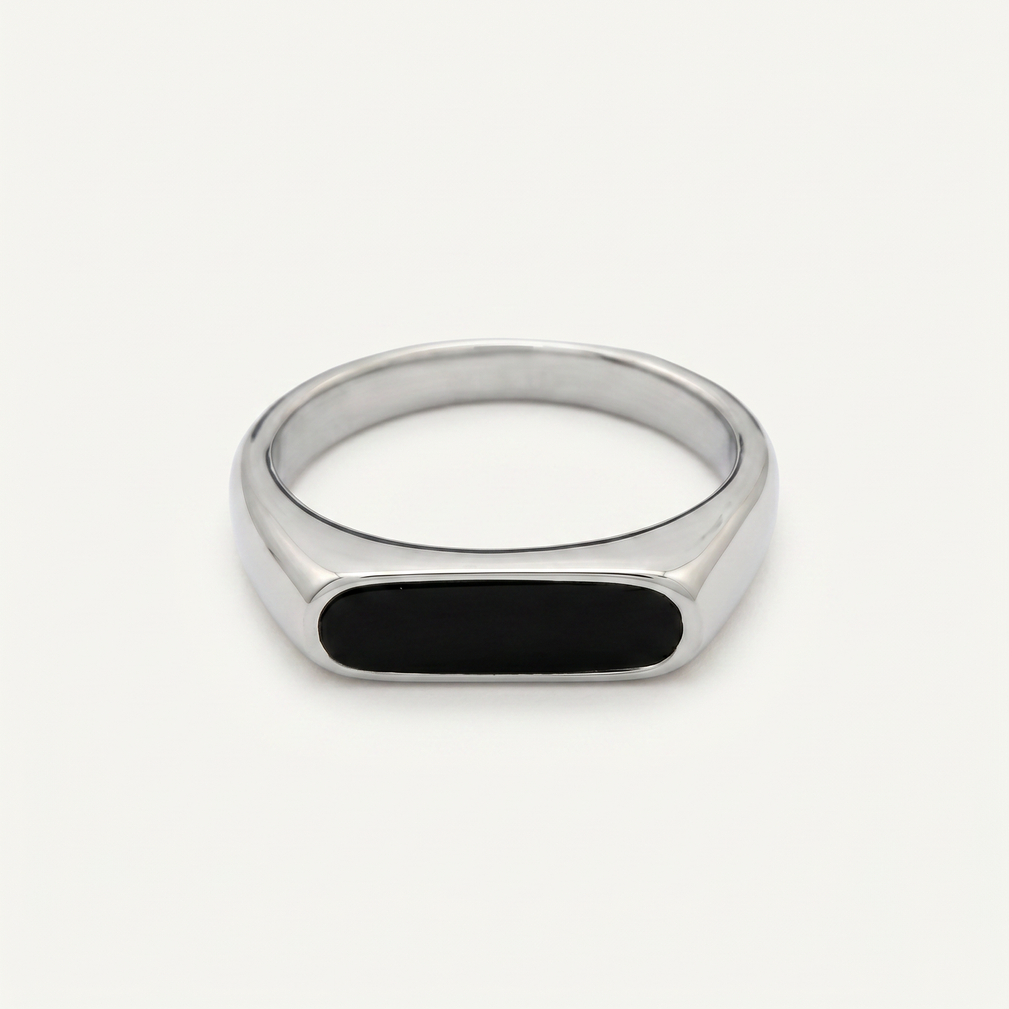 Onyx bar signet ring on white