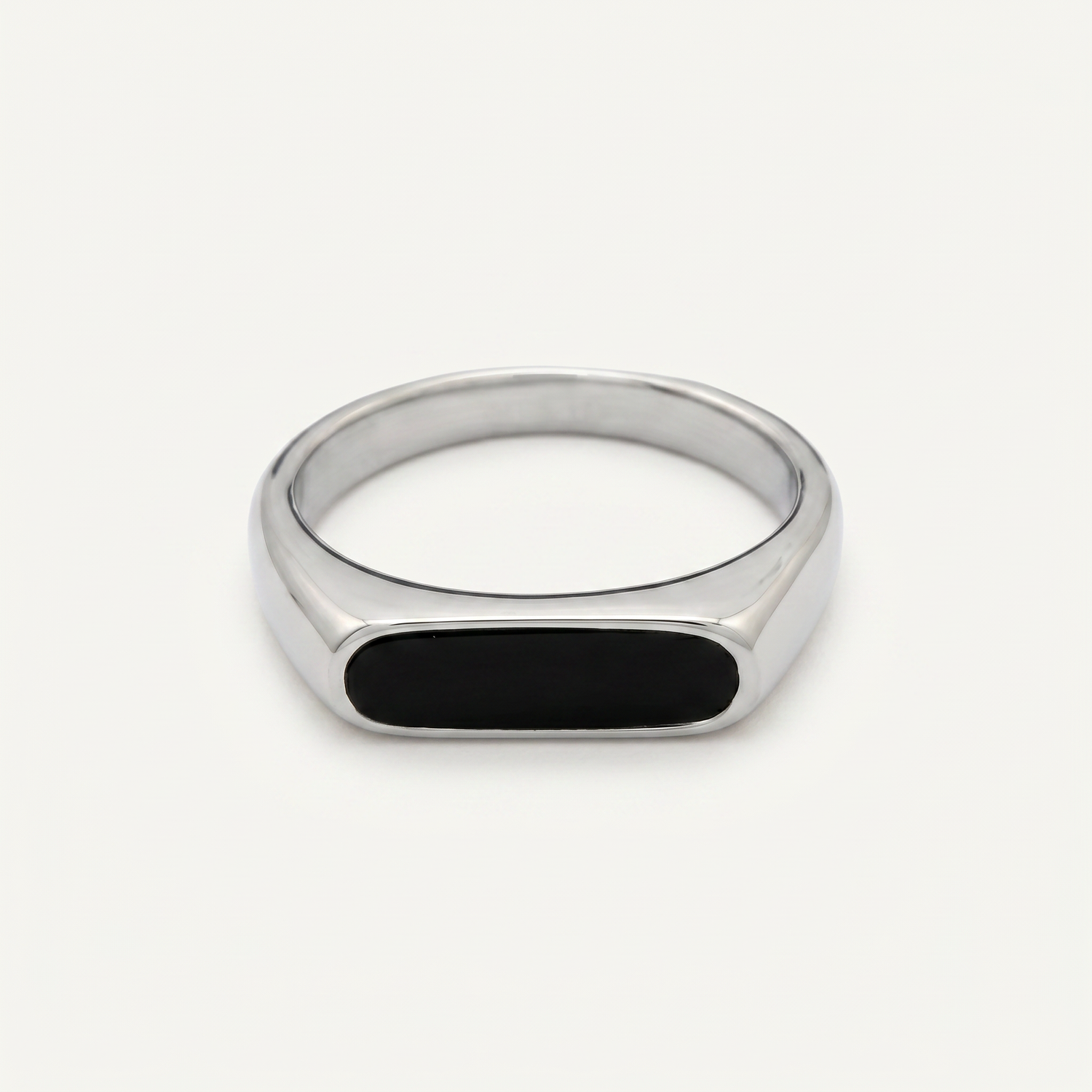 Onyx bar signet ring on white