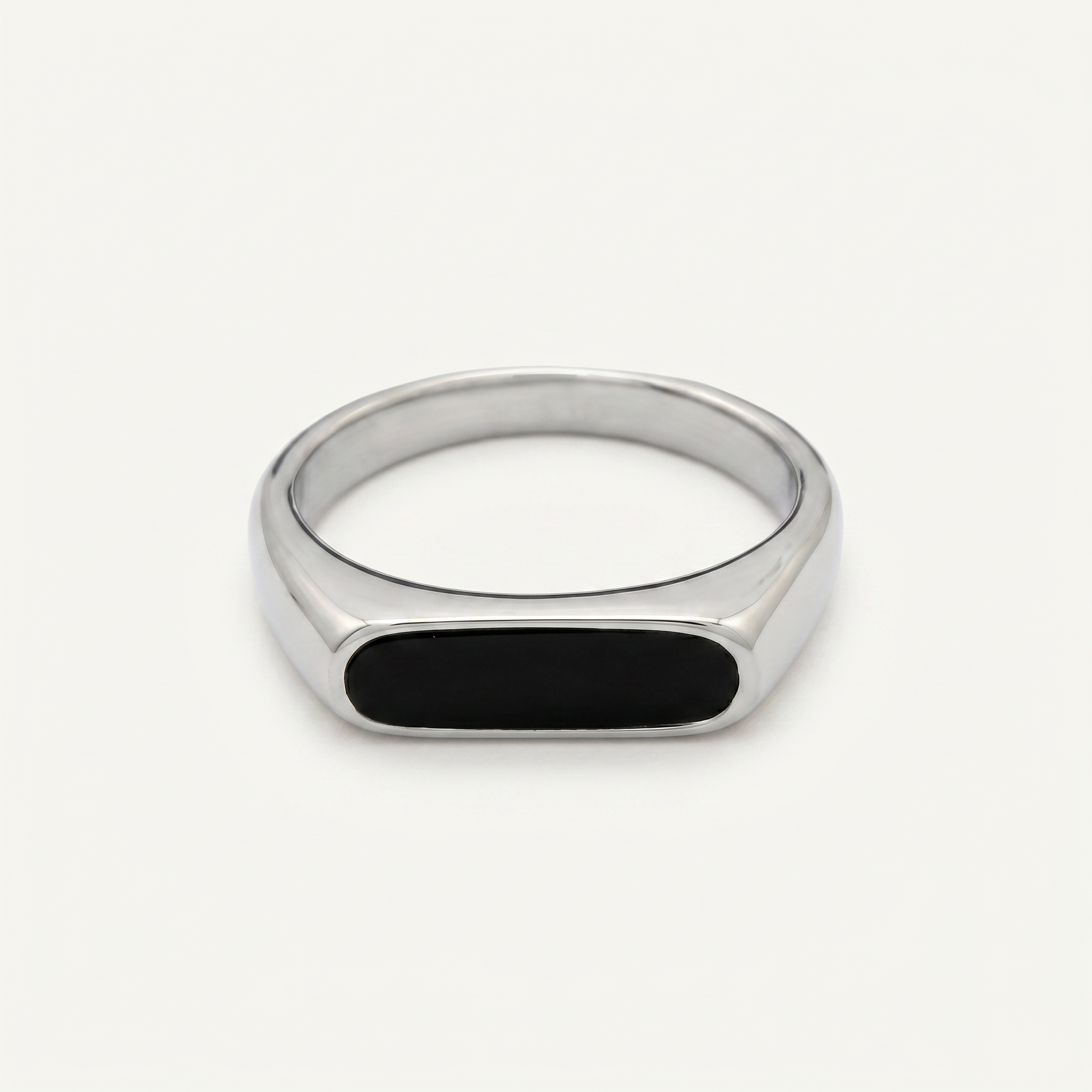 Onyx bar signet ring on white