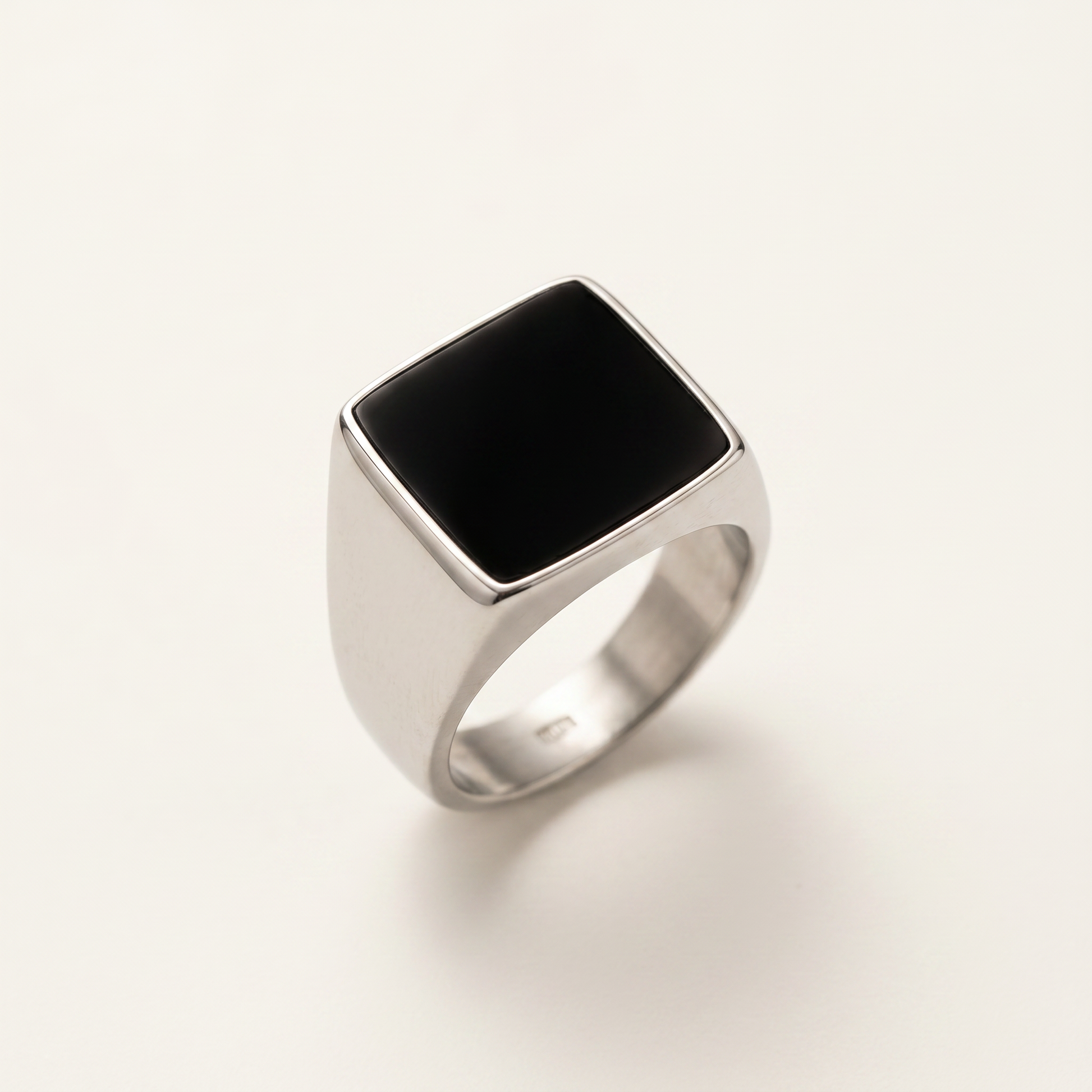 Close-up of the square onyx signet