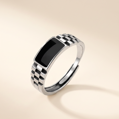 Onyx Watch-Link Signet Ring angle
