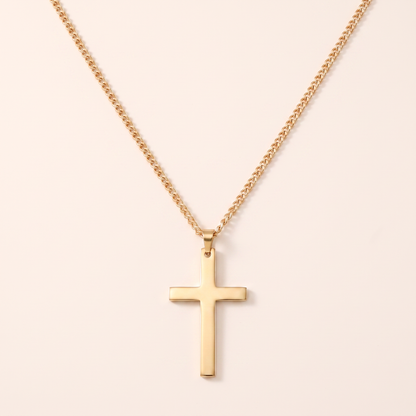 Cross Necklace Gold, studio packshot