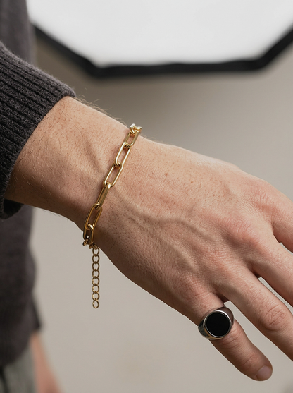 Paperclip Chain Bracelet Gold worn
