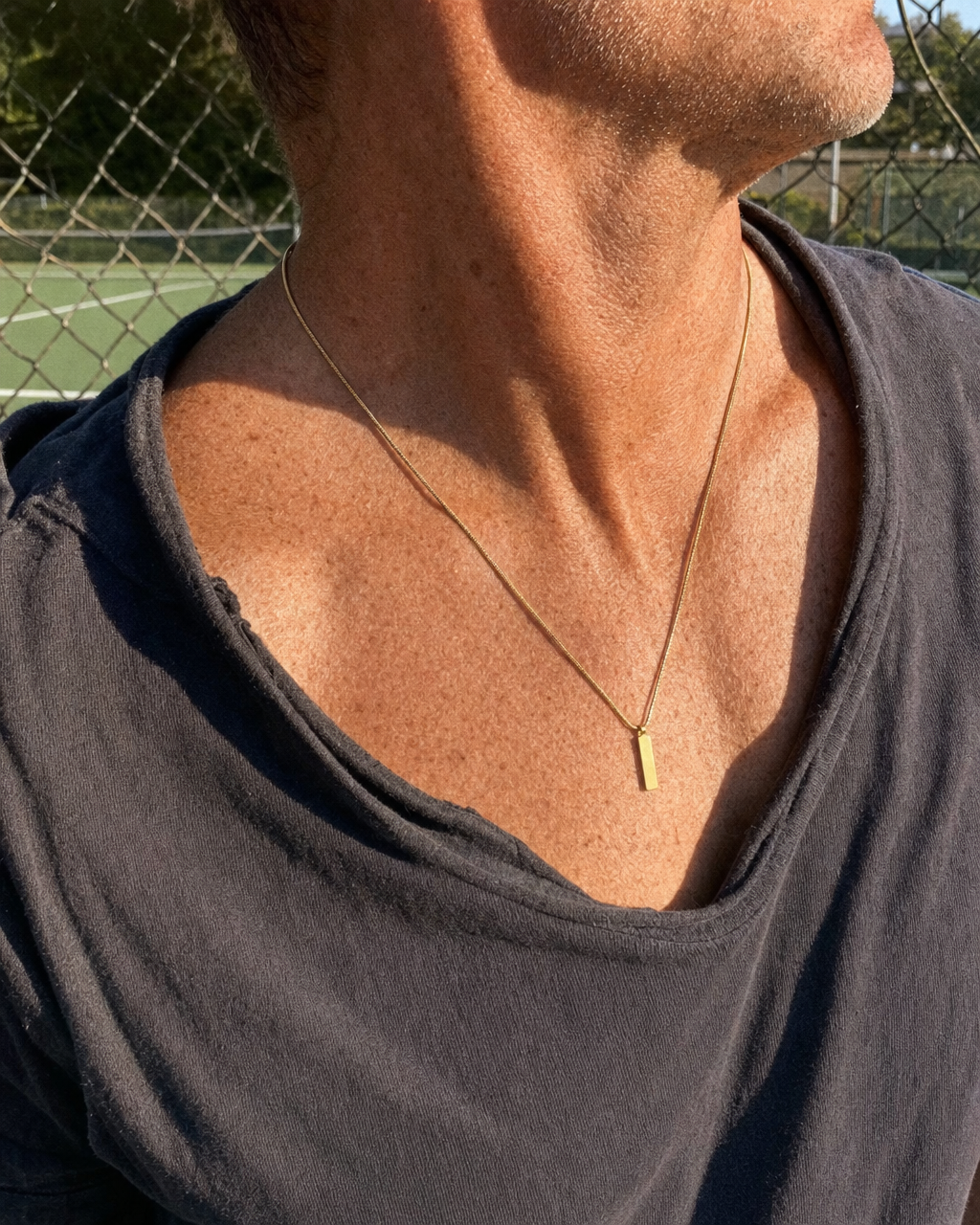 Pendant Necklace 18K gold finish, tennis fence