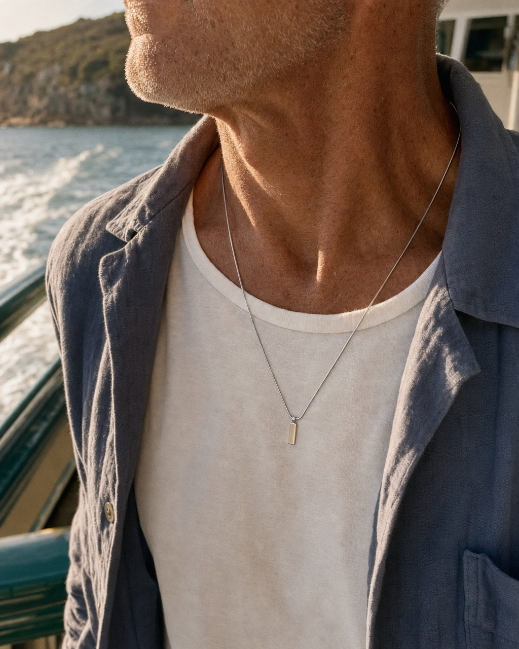 Pendant Necklace steel, ferry rail