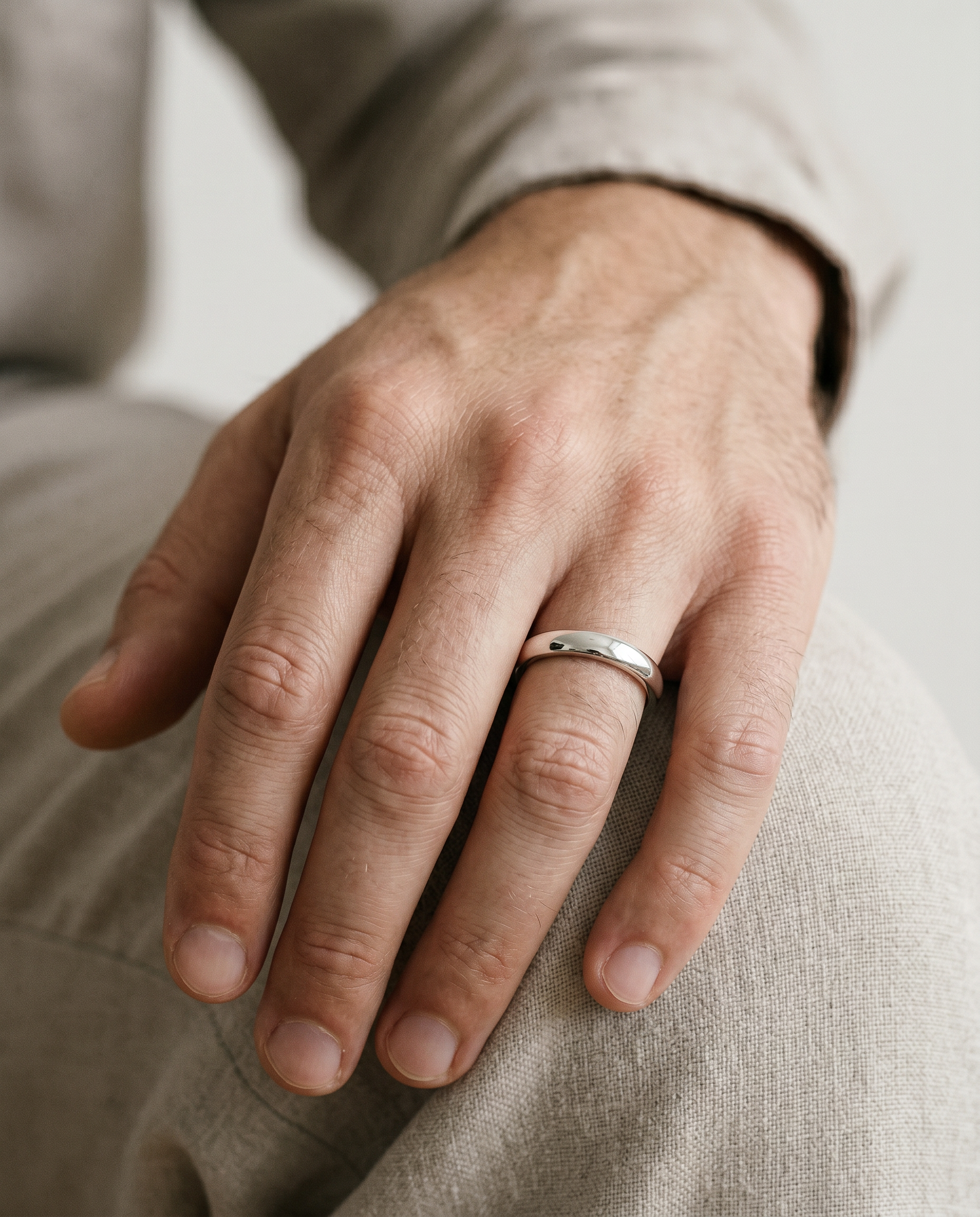 Plain band ring worn on the hand