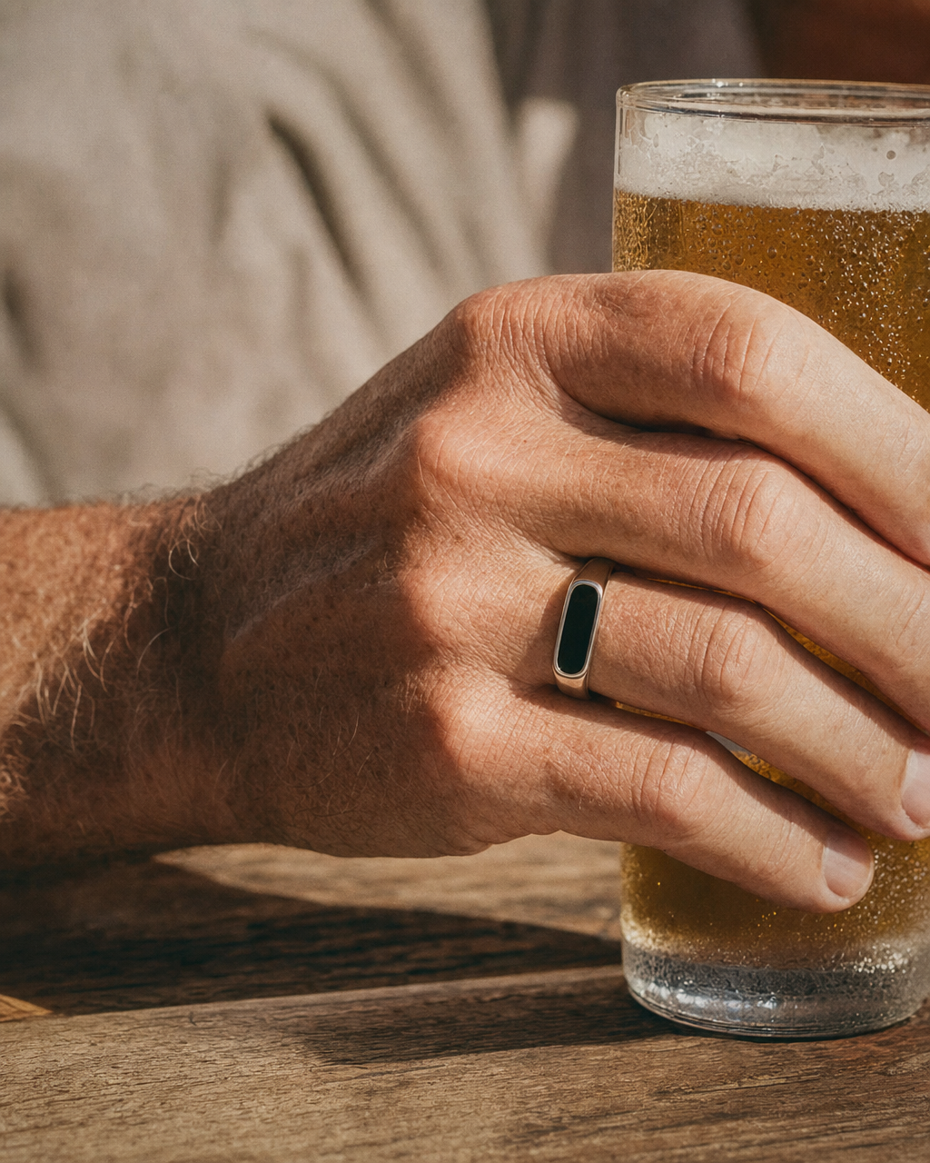 Onyx Signet Ring, Bar Face, pub glass