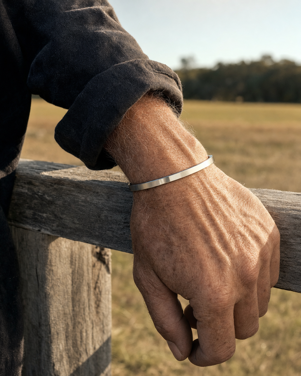 Meridian Cuff worn outdoors in late afternoon light