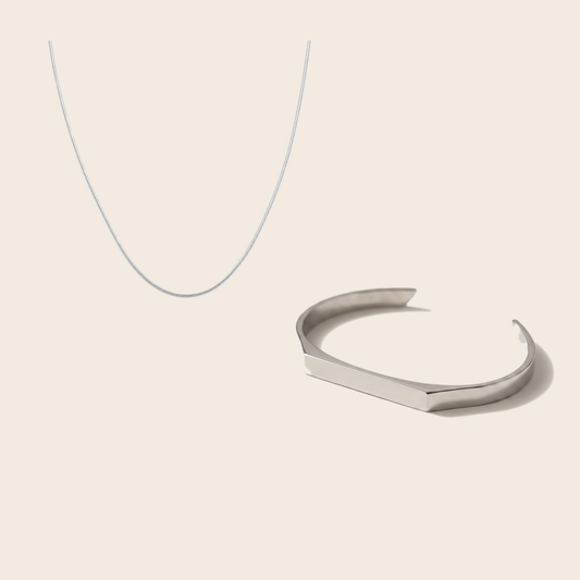 pair packshot: the open cuff pair silver