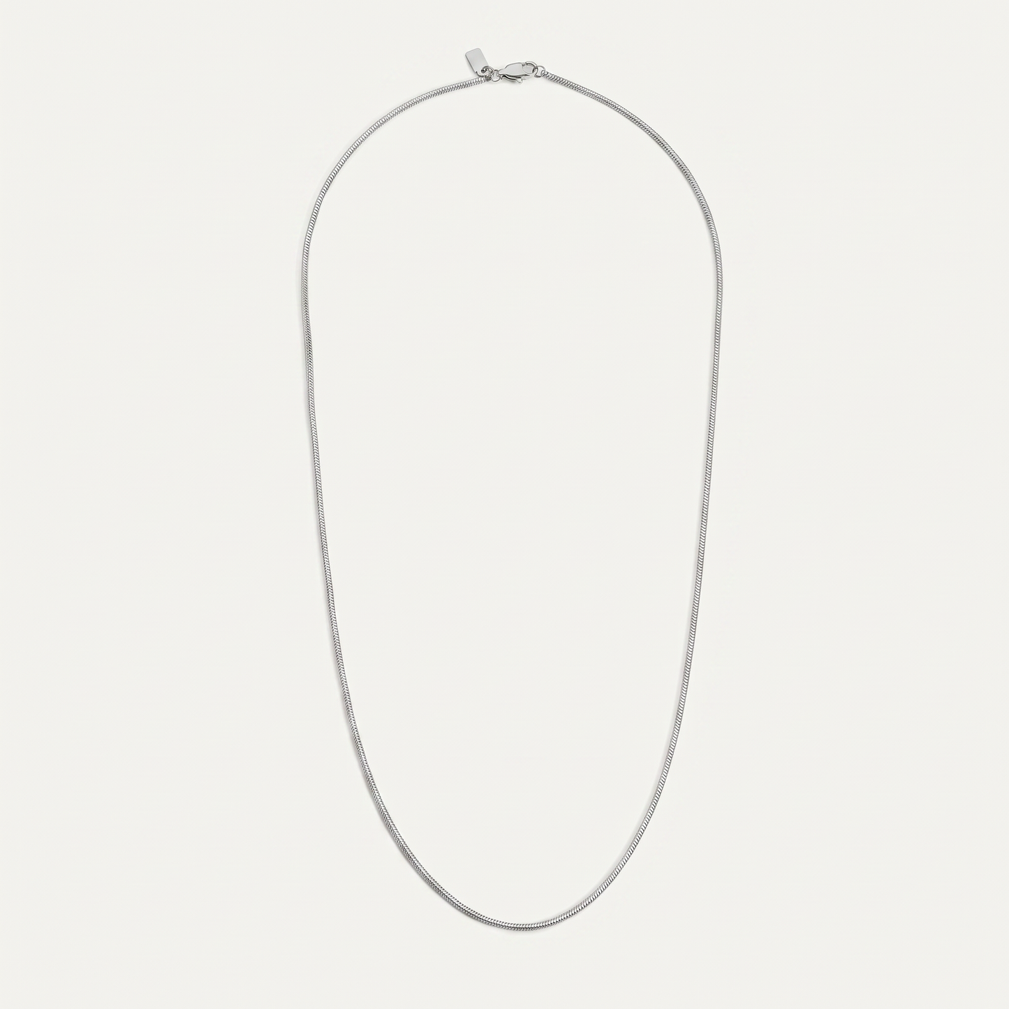Silver stainless steel chain necklace on white