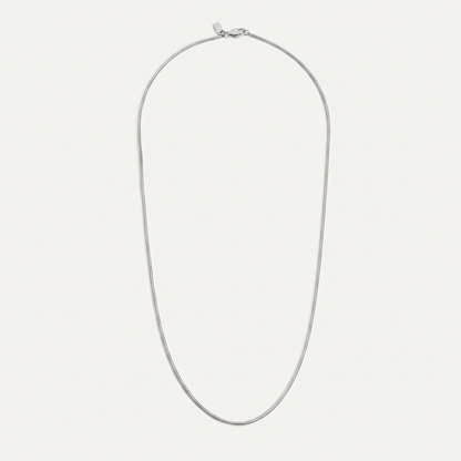 Silver stainless steel chain necklace on white