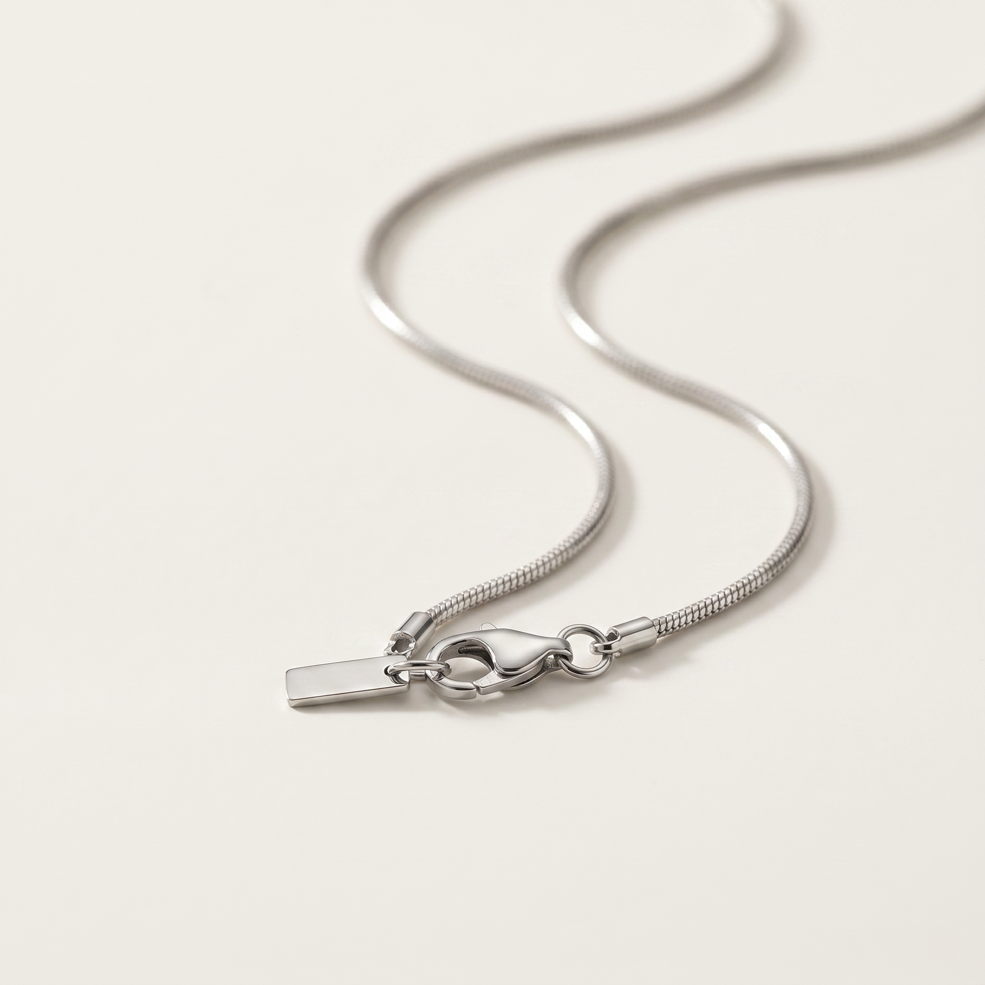 Close-up of the silver chain links