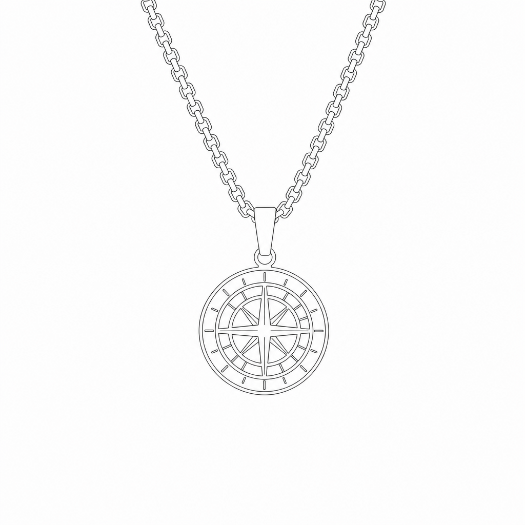 North Star Compass Pendant Necklace measurements
