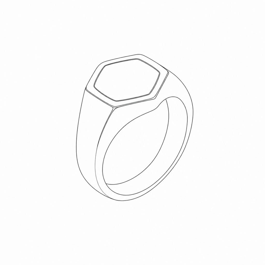 Onyx Signet Ring, Hexagon Silver measurements